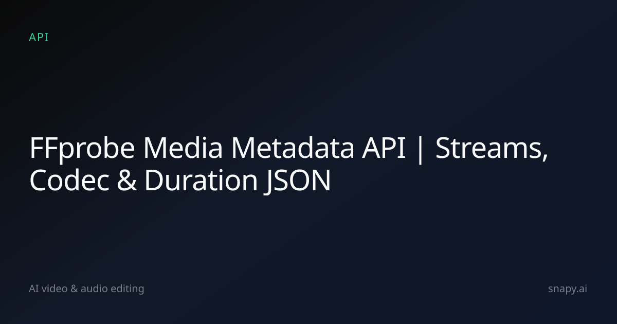 FFprobe Media Metadata API | Streams, Codec & Duration JSON