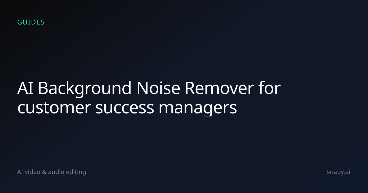 AI Background Noise Remover for customer success managers | Snapy.ai