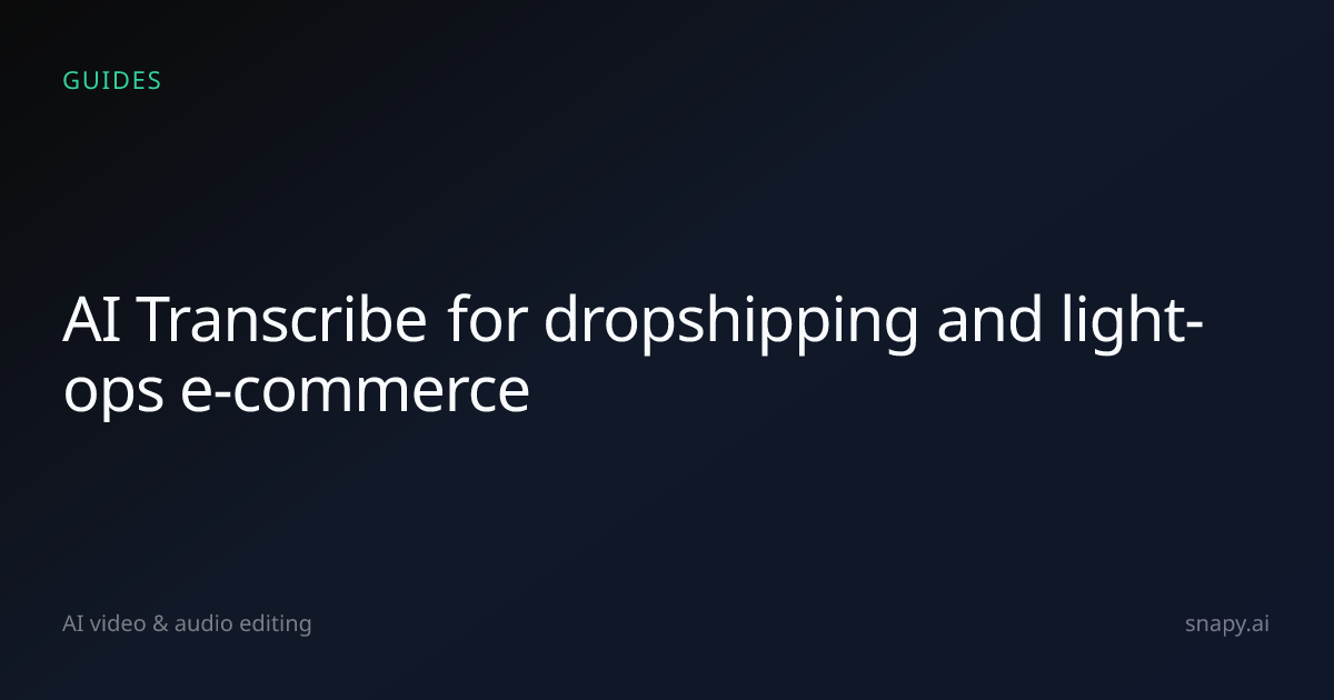 AI Transcribe for dropshipping and light-ops e-commerce | Snapy.ai