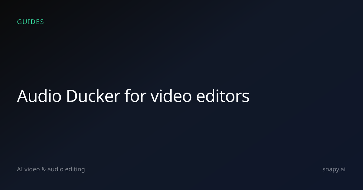 Audio Ducker for video editors | Snapy.ai