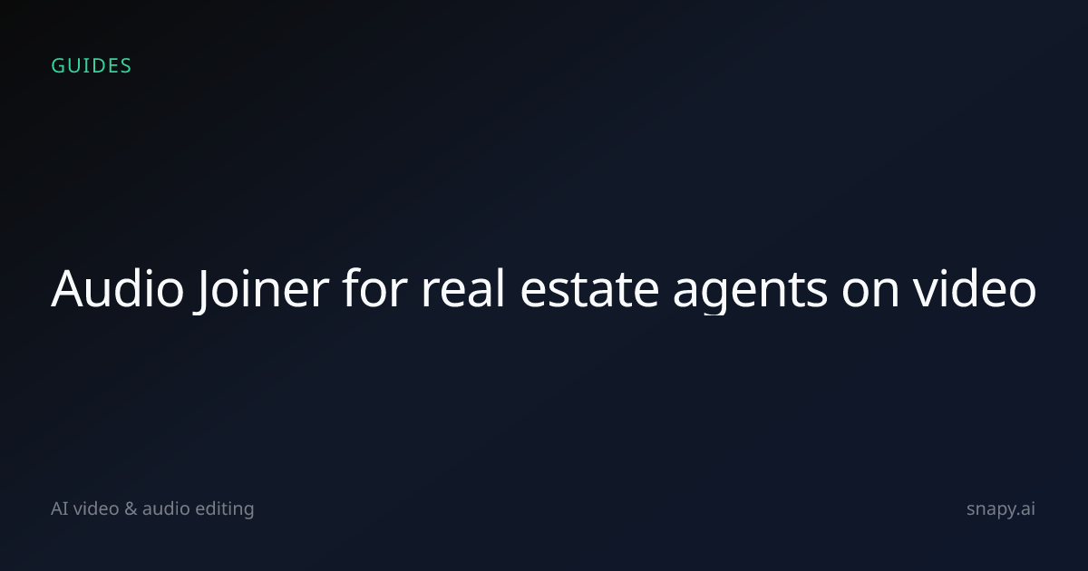 Audio Joiner for real estate agents on video | Snapy.ai