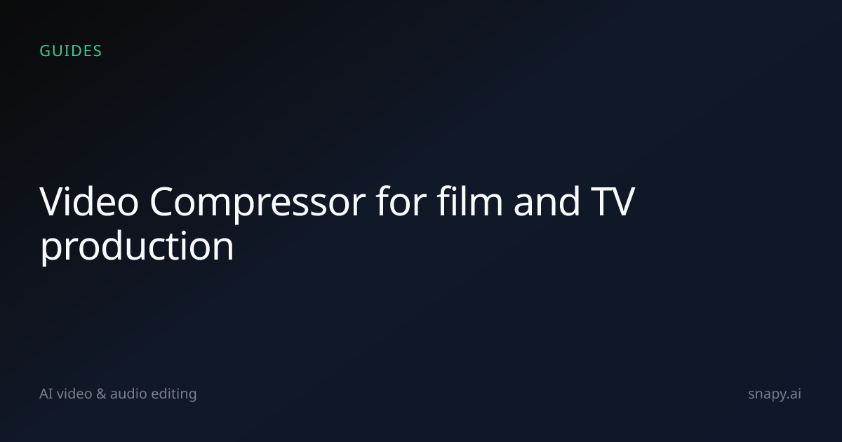 Video Compressor for film and TV production | Snapy.ai