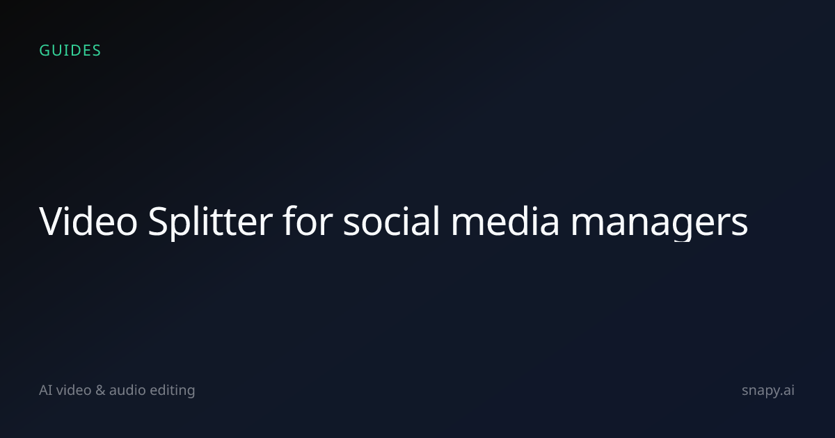 Video Splitter for social media managers | Snapy.ai