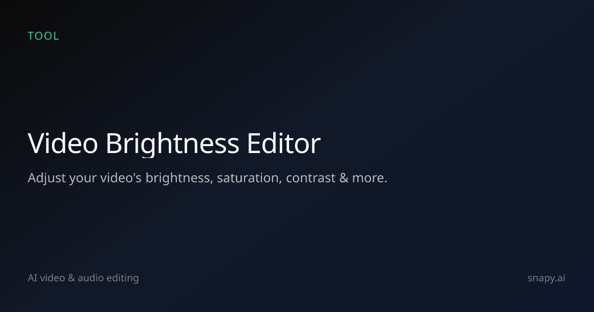 Video Brightness Editor | Snapy.ai